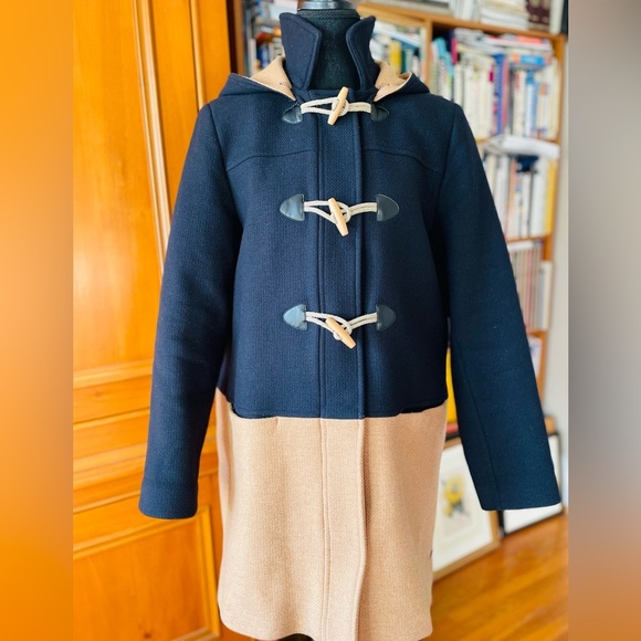 Saint James Navy and Camel Color-block Wool Coat Size EU 42 /CAD 12 NWT - Picture 2 of 16